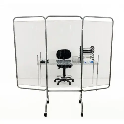 Products 3 Panel Antimicrobial Mobile Clear Barrier Room Divider