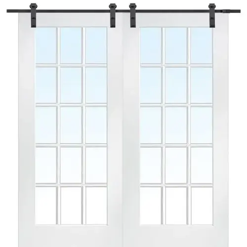 Primed 15 Lite 72" X 84" Kit With Black Barn Door Hardware
