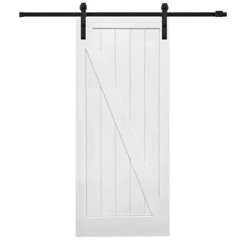 Primed Z-Plank 42" X 84" Kit With Black Barn Door Hardware