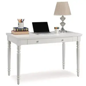 Leick Home 85410 Turned Leg Laptop Writing Desk,center Keyboard Drawer,cottage White