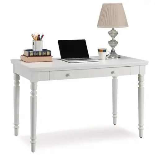 Turned Leg Laptop Writing Desk,center Keyboard Drawer,cottage White