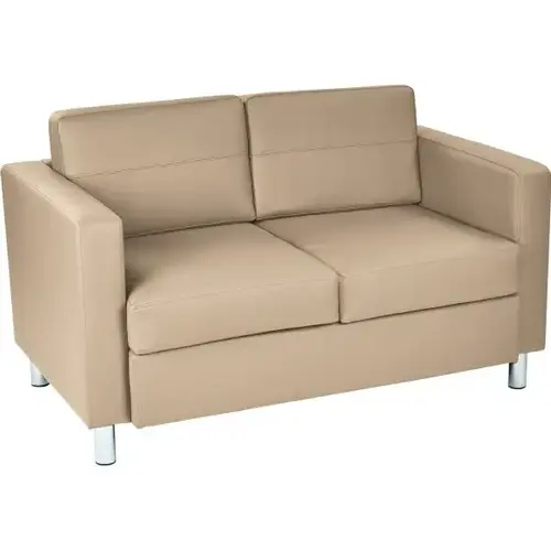 Buff Pacific Loveseat With Chrome Finish Legs