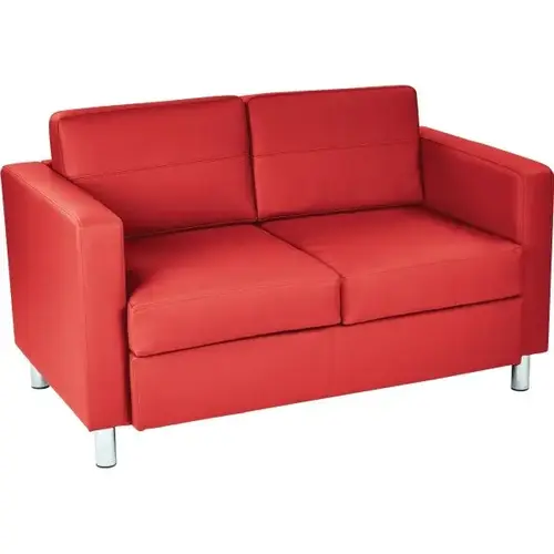 Pacific Loveseat With Lipstick And Chrome Finish Legs Pacific Loveseat With Lipstick And Chrome Finish Legs