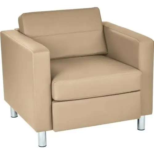 Pacific Arm Chair In Buff With Chrome Finish Legs Pacific Arm Chair In Buff With Chrome Finish Legs