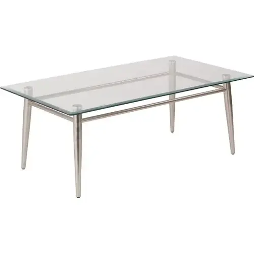 Clear Tempered Glass Top Coffee Table With Nickel Brush Legs Clear Tempered Glass Top Coffee Table With Nickel Brush Legs