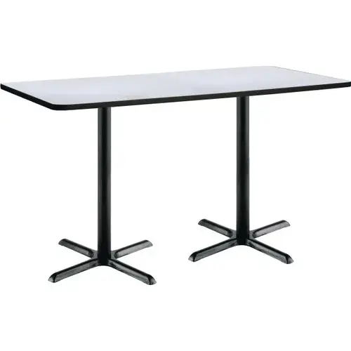 36 X 72" Pedestal Table With Grey Nebula Top, Black X-Base. Bistro Height 36 X 72" Pedestal Table With Grey Nebula Top, Black X-Base. Bistro Height