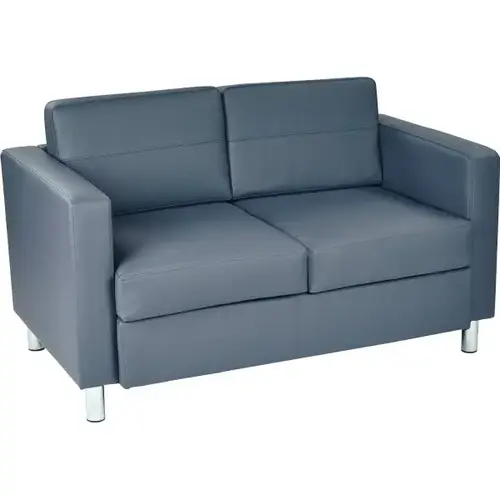 Pacific Loveseat In Blue With Chrome Finish Legs
