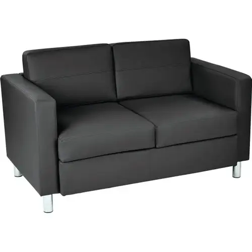 Black Pacific Loveseat With Chrome Finish Legs