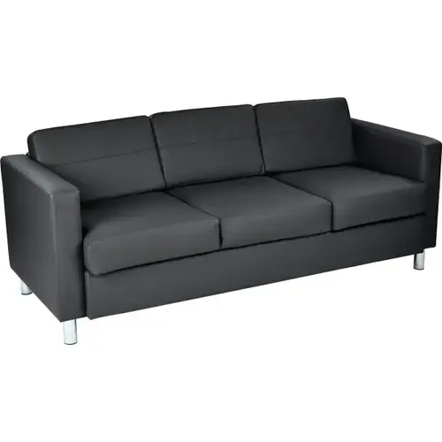 Black Pacific Sofa With Chrome Finish Legs Black Pacific Sofa With Chrome Finish Legs