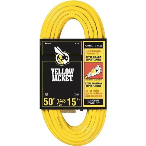 50 Ft 14/3 Sjtw Outdoor Medium-Duty Extension Cord With Light Plug 50 Ft 14/3 Sjtw Outdoor Medium-Duty Extension Cord With Light Plug