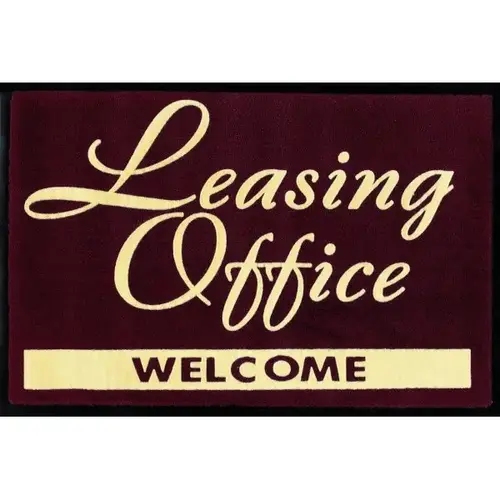 Leasing Office Welcome Floor Mat, Maroon, 3 ft X 2 ft