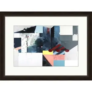 Clearwater Art Collection CAC-ART-02CE Collection Abstract Theme B, Cool Scheme, Espresso Frame