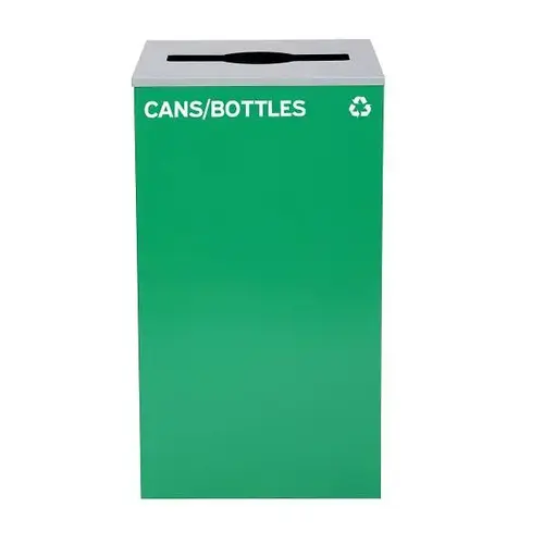 29g Bottle Square Recycling Trash Green Bin Steel Receptacle
