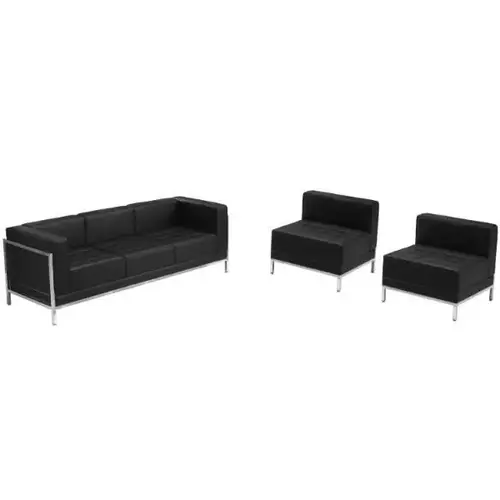 Hercules Imagination Series Black Leather Sofa & Chair Set Hercules Imagination Series Black Leather Sofa & Chair Set