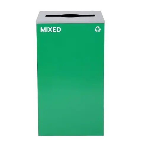 29g Square Mixed Recycling Green Bin Steel Metal Receptacle