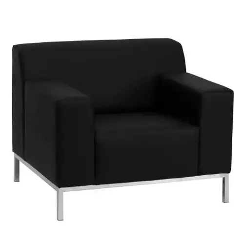 Hercules Definity Contemporary Black Leather Chair With Stainless Steel Frame