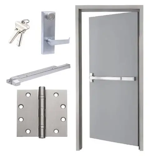 Door Kit, 3 ft0" X 7 ft0" Door, Frame, Hinge, Exit Device, Right