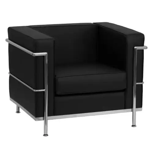 Hercules Regal Series Contemporary Black Leather Chair With Encasing Frame
