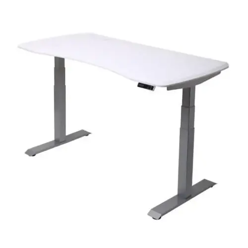 Electric Height-Adjustable Standing Desk With Wireless Charging, White