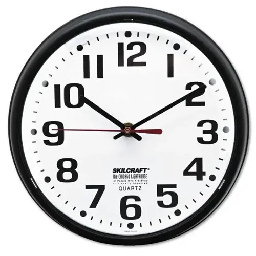 Slimline Quartz Wall Clock, 9.2 Overall Diameter, Black Case, 1 Aa