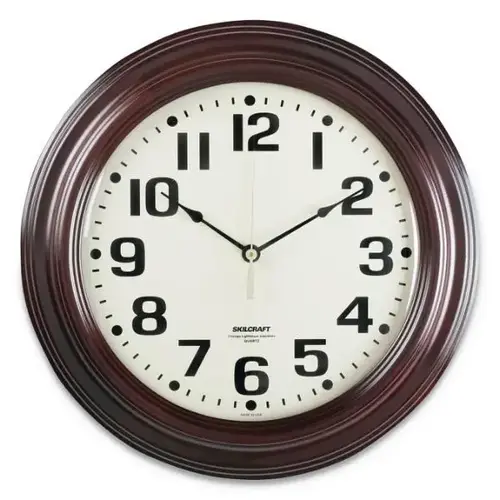 Mahogany Wall Clock, 16 Overall Diameter, Mahogany Case, 1 Aa