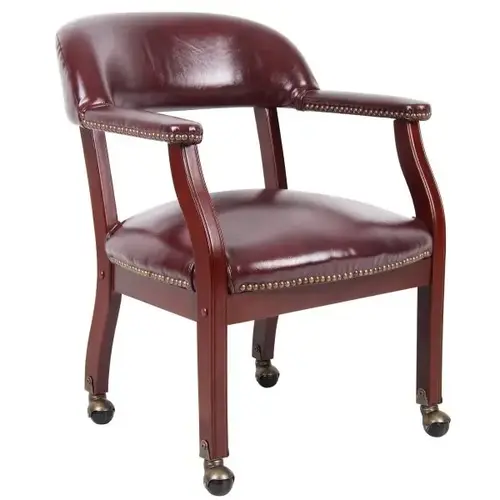 Captain'S Chair, Burgundy, With Casters Captain'S Chair, Burgundy, With Casters