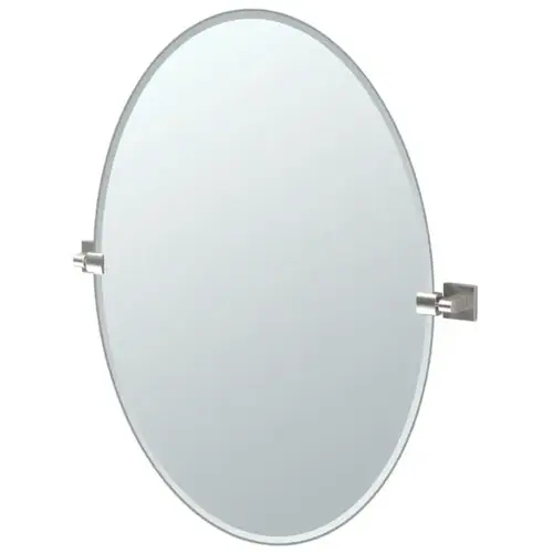 Elevate Frameless Large Oval Mirror In Satin Nickel