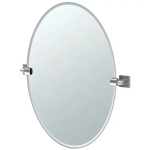 Elevate Frameless Oval Mirror In Satin Nickel Elevate Frameless Oval Mirror In Satin Nickel