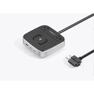 Teleadapt TA-7820US-D8-BS Chargeport PRO Charging Station, Wireless And Usb, Brushed Silver, 8 ft