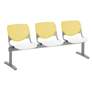 KFI Seating 2300BEAM3-BP12-SP08 Kool 3-Seat Reception Bench, Yellow Backs, White Seats