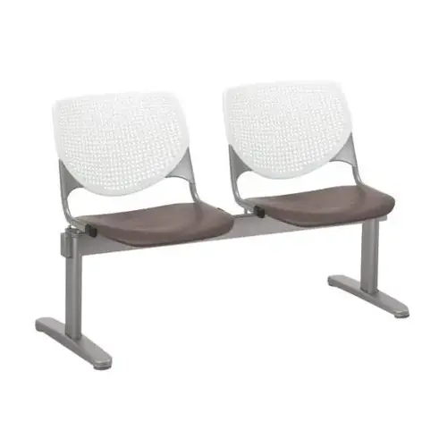 Kool 2-Seat Reception Bench, White Backs, Brownstone Seats Kool 2-Seat Reception Bench, White Backs, Brownstone Seats