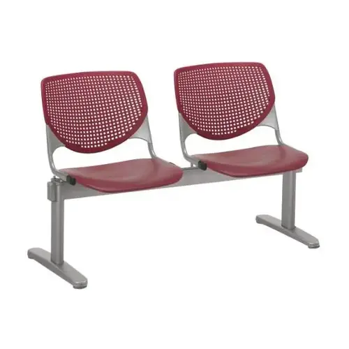 Kool 2-Seat Reception Bench, Burgundy Seats & Back Kool 2-Seat Reception Bench, Burgundy Seats & Back