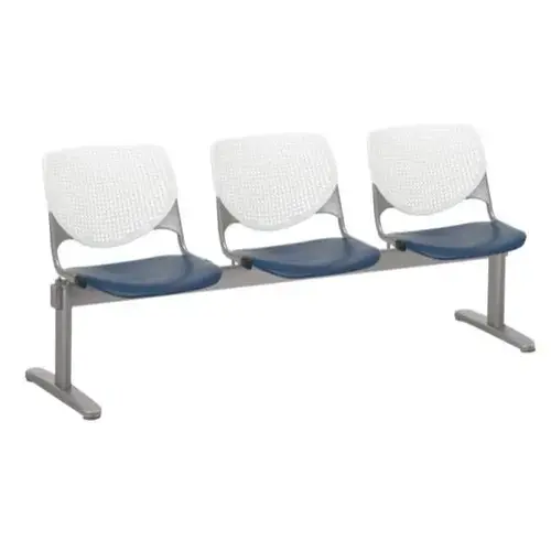 Kool 3-Seat Reception Bench, White Backs, Navy Seats Kool 3-Seat Reception Bench, White Backs, Navy Seats