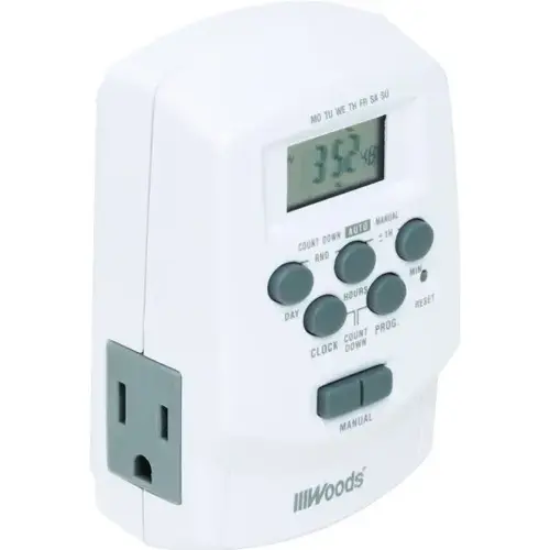 Digital Timer W/ 2-Outlet And 3-Prong