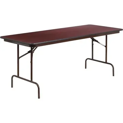 30 inch X 72 inch Rectangular High Pressure Mahogany Laminate Folding Banquet Table