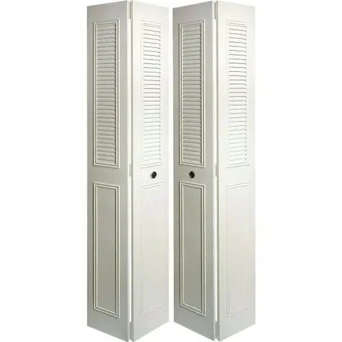 48 X 80-1/2 In. Half Louver Classic Bi-Fold Door (Ivory) 48 X 80-1/2 In. Half Louver Classic Bi-Fold Door (Ivory)