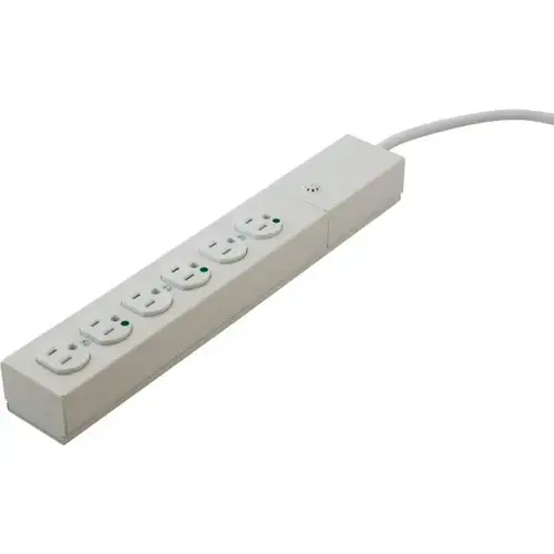 15 Amp Hospital Grade Outlet Strip W/ 6 Ft Cord