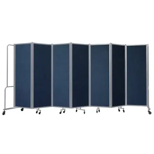 Room Divider, 6 ft Height, 7 Sections, Blue Panels Room Divider, 6 ft Height, 7 Sections, Blue Panels