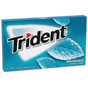 Trident 1161 Sugar-Free Gum, Wintergreen, 14 Sticks/Pack, 12 Pack/Box