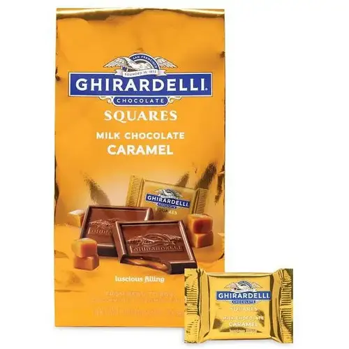 Milk Chocolate And Caramel Chocolate Squares, 9.02 Oz Packs