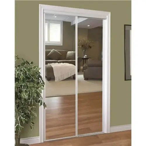 230 Series 72in X 80in White Framed Mirror Bypass Door