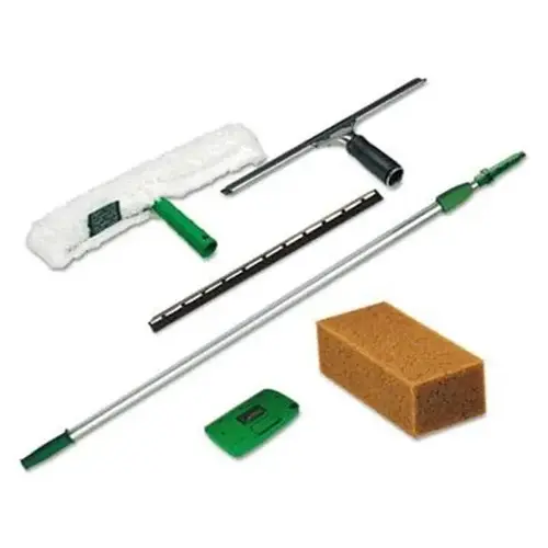 Pro Window Cleaning Kit W/ 8ft Pole, Scrubber, Squeegee, Scraper And Sponge Pro Window Cleaning Kit W/ 8ft Pole, Scrubber, Squeegee, Scraper And Sponge