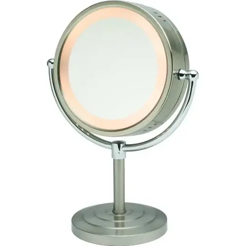 8-1/2" Table Top Mirror Nickel With Halo Light