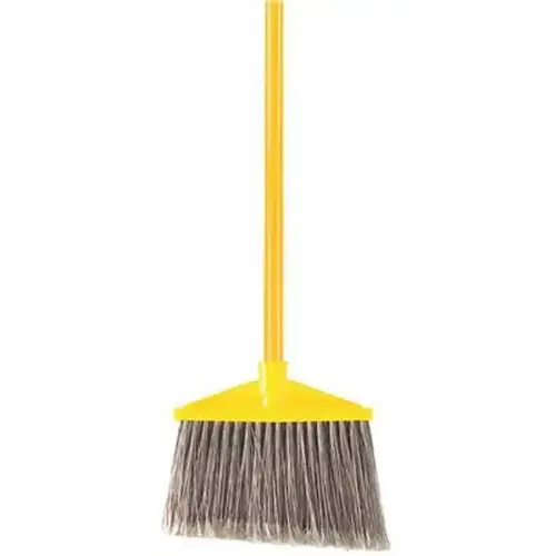 10.5" Angle Broom W/ Vinyl Coated Handle (Gray/Yellow)