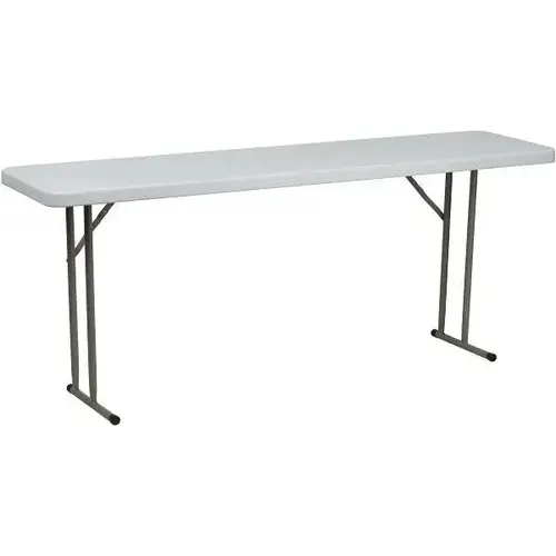 72 In. Plastic Tabletop Metal Frame Folding Table (Granite White)