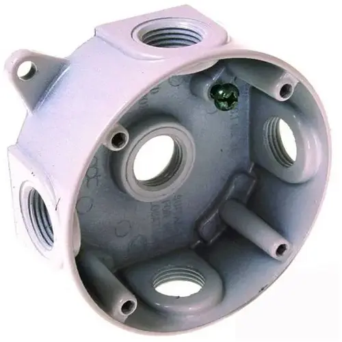 N3r Electrical Box, Weatherproof, 5 Outlets, 1/2", 4 Plugs, Aluminum, Package Of 2