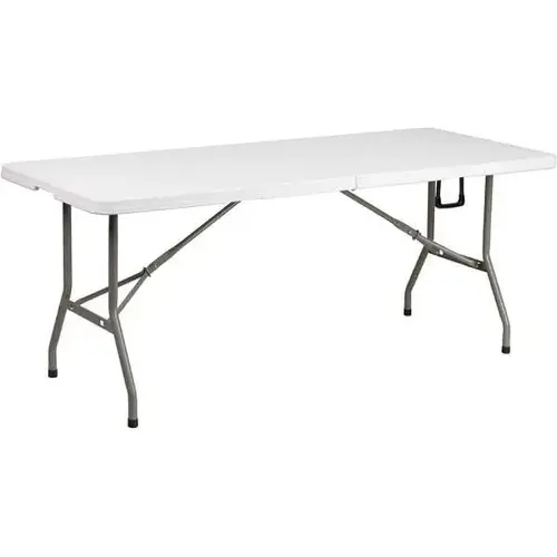 Granite White Plastic Tabletop Metal Frame Folding Table, 72 In. Granite White Plastic Tabletop Metal Frame Folding Table, 72 In.