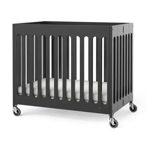 Compact Boutique Folding Crib, Slatted Foam Mattress, Ebony Compact Boutique Folding Crib, Slatted Foam Mattress, Ebony