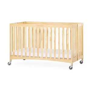Foundations 2711047 Full-Size Travel Sleeper Folding Crib Casters Foam Mattress Natural