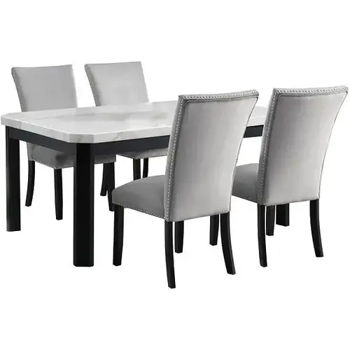 Solano 5-Piece Dining Set, Includes 1 Table And 4 Gray Fabric Chairs